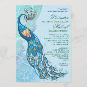 Peacock Lace Elegantie Bruiloft Uitnodiging