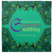 Peacock Lace Fractal Owl set-of-4 Wedding Napkins