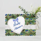 Peacock Lace Heart Baby shower Invitation Kaart (Staand voorkant)