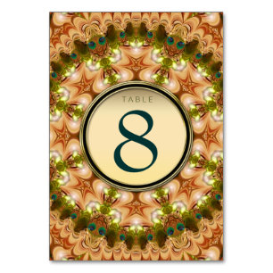 Peacock Lace Mandala Gold Menu Table Number Kaart