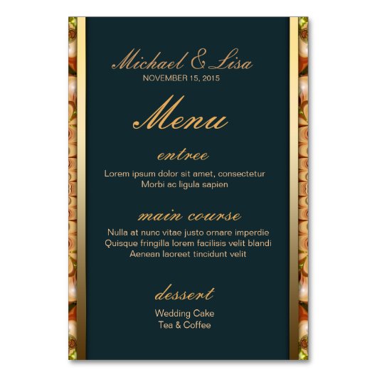 Peacock Lace Mandala Gold Menu Table Number Kaart (Achterkant)