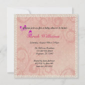  Peacock Lacy Pink Baby shower Kaart (Achterkant)