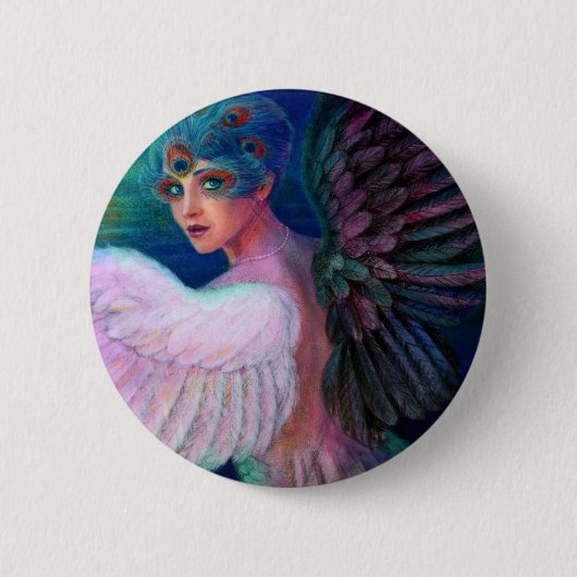 Peacock Lady's Wings of Duality Ronde Button 5,7 Cm (Voorkant)