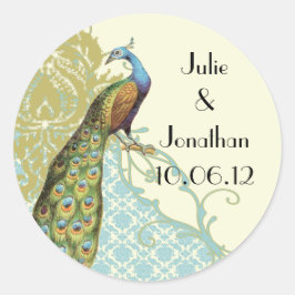  Peacock Lagoon Damask Sticker