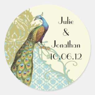  Peacock Lagoon Damask Sticker