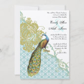Peacock Lagoon Endive Damask Wedding Kaart (Voorkant)