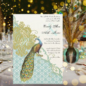  Peacock Lagoon Endive Damask Wedding Kaart