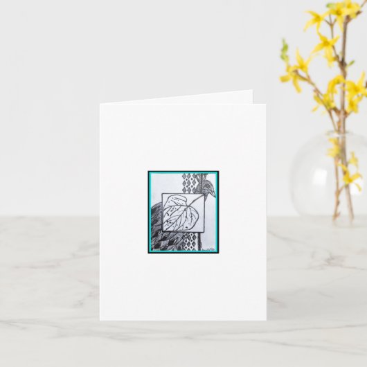 Peacock Leaf/Leaf-He Will Never Leaf You-Turquoise Kaart (Gele Bloem)