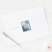 Peacock & Leaf Sticker -Blk & Turquoise (Envelop)