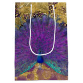 Peacock  Leopard Paars en Gold Decoupage Medium Cadeauzakje (Achterkant)