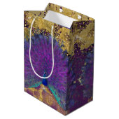 Peacock  Leopard Paars en Gold Decoupage Medium Cadeauzakje (Achterkant Gekanteld)