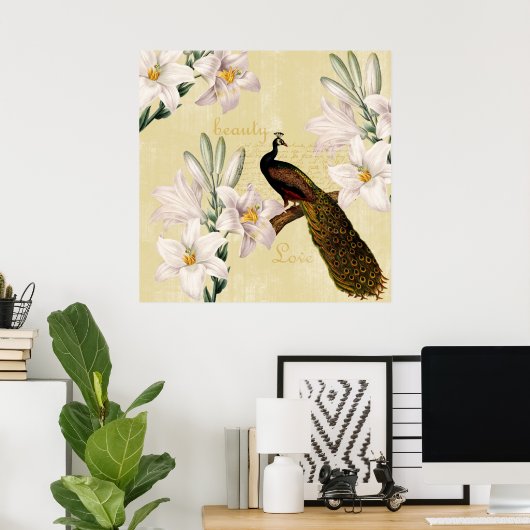 Peacock Lilies Poster (Thuiskantoor)