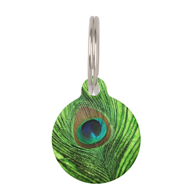 Peacock Lime Green Huisdierpenning (Voorkant)