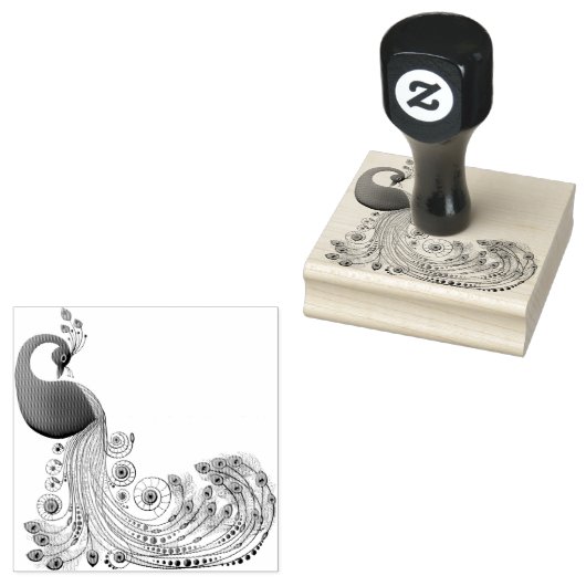 Peacock Long Curled Tail Feathers Rubberstempel (Gestempeld)