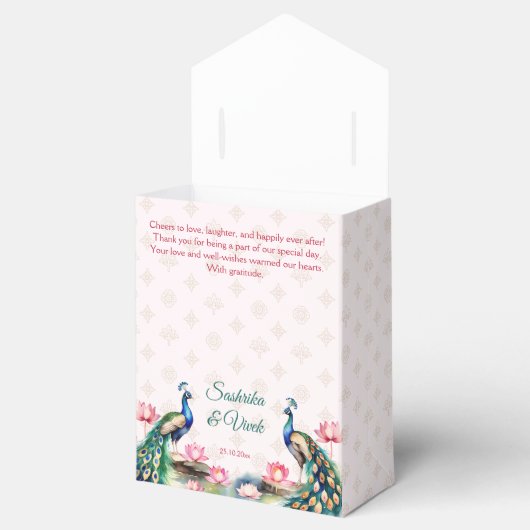 Peacock lotus Indiase bruiloft gunsten Bedankdoosjes (Geopend)