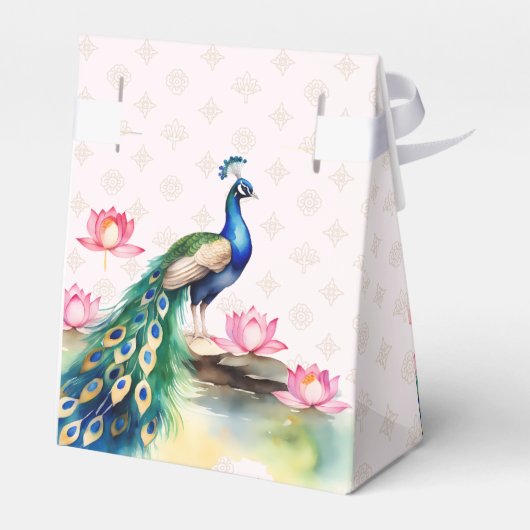 Peacock lotus Indiase bruiloft gunsten Bedankdoosjes (Achterkant)