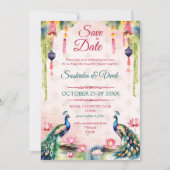 Peacock lotus Indiase bruiloft opslaan van de datu Kaart (Voorkant)