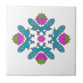 Peacock Lotus Rangoli Tegeltje (Voorkant)
