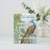 Peacock Love Bird Sitting in a Tree Save the Date Aankondigingskaart (Staand voorkant)