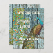 Peacock Love Bird Sitting in a Tree Save the Date Aankondigingskaart (Voorkant / Achterkant)
