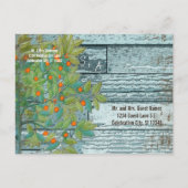 Peacock Love Bird Sitting in a Tree Save the Date Aankondigingskaart (Achterkant)