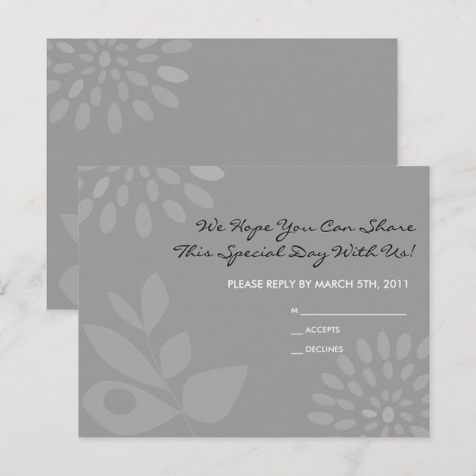 Peacock Love Bird Wedding Invitation REPLY KAART (Voorkant / Achterkant)