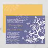 Peacock Love Bird Wedding Invitation Verloving Kaart (Voorkant / Achterkant)