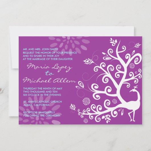 Peacock Love Bird Wedding Verloving Kaart (Voorkant)