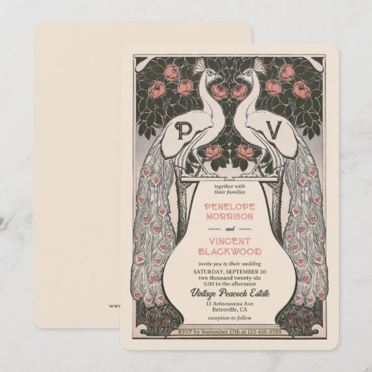  Peacock Love bruiloft Kaart (Voorkant / Achterkant)