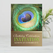 Peacock Love Goddess Birthday Party Invitation Kaart (Staand voorkant)
