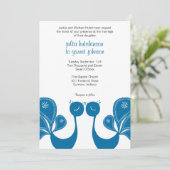 Peacock Love Wedding Invite - Ocean Breeze Kaart (Staand voorkant)