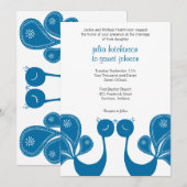 Peacock Love Wedding Invite - Ocean Breeze Kaart (Voorkant / Achterkant)