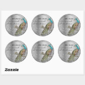Peacock Lovebird Silver Gray Wedding Seal Ronde Sticker (Vel)