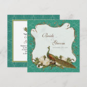 Peacock Magnolia Floral Swirl Damask Wedding Kaart (Voorkant / Achterkant)