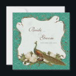 Peacock Magnolia Floral Swirl Damask Wedding Kaart<br><div class="desc">Deze elegante en verfijnde uitnodiging combineert het beste van traditie en de frisheid van de hedendaagse. Het mengen van kunstelementen en hedendaags waterverf kunstwerk hand geschilderd door Audrey Jeanne Roberts geeft een mooie en tijdloze kwaliteit aan deze uitnodiging. Een statige pauw rust op elegant met de hand geschilderde wervelingen en...</div>