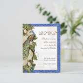 Peacock Magnolia Floral Swirl Damask Wedding RSVP (Staand voorkant)
