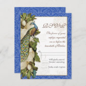 Peacock Magnolia Floral Swirl Damask Wedding RSVP (Voorkant / Achterkant)