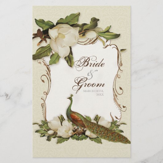 Peacock Magnolia Swirl - Kaart menu diner (Voorkant)