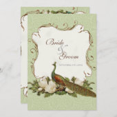  Peacock & Magnolia Swirls Bruiloft Uitnodigen Kaart (Voorkant / Achterkant)