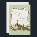 Peacock & Magnolia Swirls Bruiloft Uitnodigen Kaart<br><div class="desc">Deze elegante en verfijnde uitnodiging combineert het beste van traditie en de frisheid van de hedendaagse. Het mengen van kunstelementen en hedendaags waterverf kunstwerk hand geschilderd door Audrey Jeanne Roberts geeft een mooie en tijdloze kwaliteit aan deze uitnodiging. Een statige pauw rust op elegant met de hand geschilderde wervelingen en...</div>