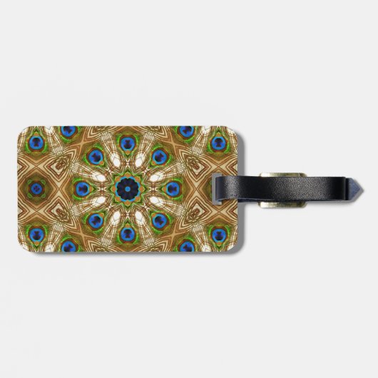 Peacock Mandala Circler Aangepaste Bagage iD Label Bagagelabel (Achterkant horizontaal)