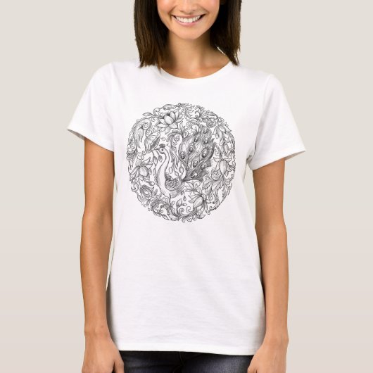 Peacock Mandala Design T-shirt (Voorkant)