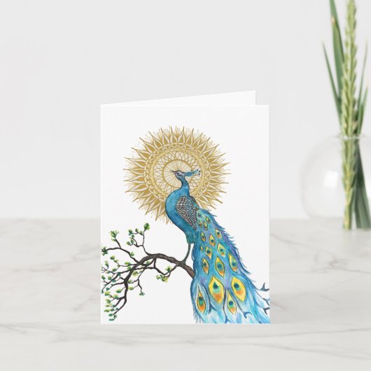 Peacock Mandala gevouwen briefkaart (Voorkant)