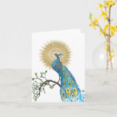 Peacock Mandala gevouwen briefkaart (Gele Bloem)