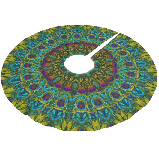 Peacock Mandala kerstboomrok Kerstboom Rok (Gekanteld)