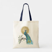 Peacock Mandala Natural Tote Bag (Achterkant)