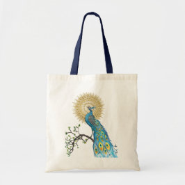 Peacock Mandala Natural Tote Bag