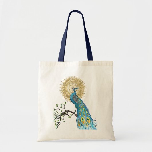 Peacock Mandala Natural Tote Bag (Voorkant)