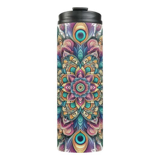 Peacock Mandala Thermal Tumbler Thermosbeker (Voorkant)