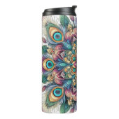 Peacock Mandala Thermal Tumbler Thermosbeker (Gedraaid links)